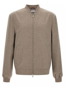 Brunello Cucinelli - Taupe Textured Bomber Jacket