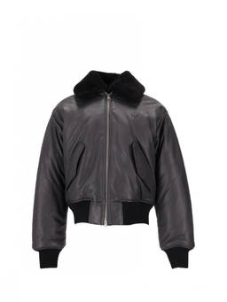 AMI Paris - Grey Leather Bomber Jacket