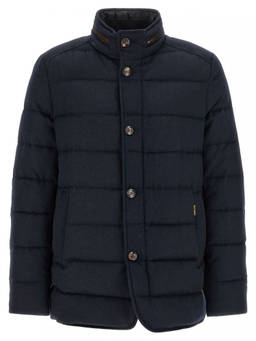 Moorer - Blue Quilted Mandarin Collar Jacket
