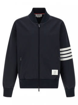 Thom Browne - Blue Printed Mandarin Collar Jacket