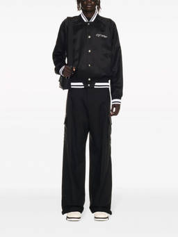 OFF-WHITE - Black Embroidered Logo Bomber Jacket