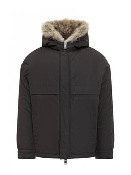 Yves Salomon - Black Solid Hood Jacket