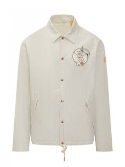 Moncler - White Embroidered Shirt Collar Jacket