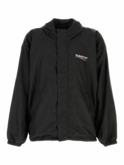 Balenciaga - Black Logo-Print Hooded Jacket
