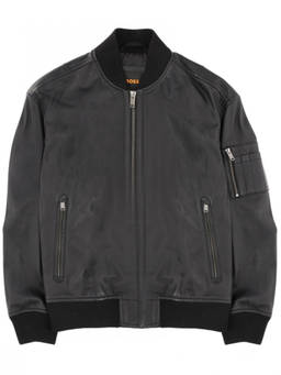 Boss - Black Solid Mock Collar Jacket