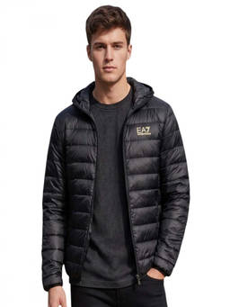 EA7 Emporio Armani - Black Quilted Hood Jacket