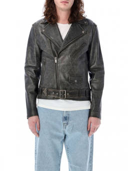 Golden Goose - Golden Genuine Leather Black Leather Biker Jacket