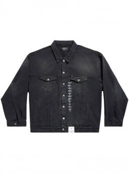 Balenciaga - Black Size Sticker Denim Jacket