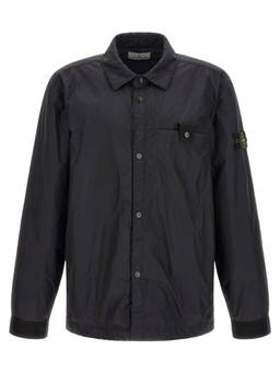 Stone Island - Black Solid Shirt Collar Jacket
