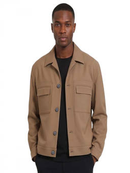 Hugo - Beige Solid Shirt Collar Jacket