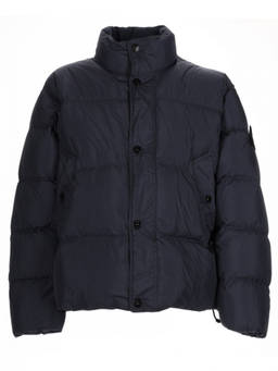 Stone Island - Dark Blue Solid Mandarin Collar Jacket
