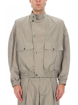 Isabel Marant - Beige Stripes Band Collar Jacket