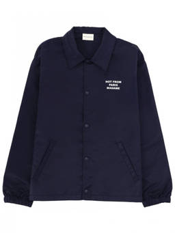 Drole De Monsieur - Navy Blue Logo Shirt Collar Jacket