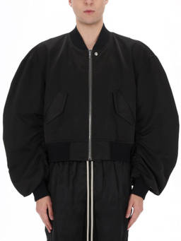 Rick Owens - Black Solid Round Neck Jacket
