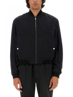 Versace - Multi-Color Logo Mock Collar Jacket