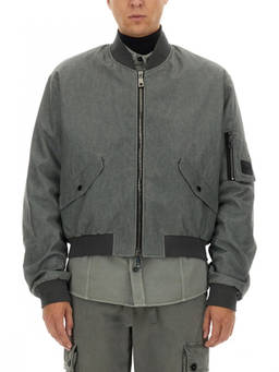 Dolce&Gabbana - Grey Solid Mock Collar Jacket