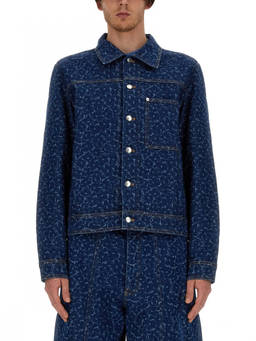 Maison Kitsune - Blue Printed Shirt Collar Jacket