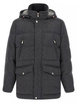 Brunello Cucinelli - Grey Solid Hooded Jacket