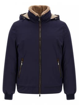 Brunello Cucinelli - Blue Solid Hooded Jacket