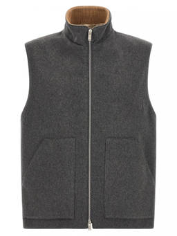 Lardini - Grey Solid Mock Collar Vest