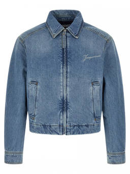 JACQUEMUS - Blue Logo Shirt Collar Jacket