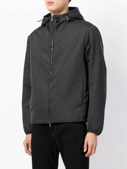 EMPORIO ARMANI - Black Logo Leather Jacket