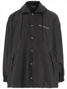 Balenciaga - Black Nylon Jacket With Logo