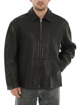 Diesel - Black Panelled Leather Jacket