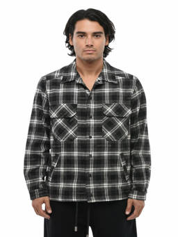 OFF-WHITE - Black Checked Shirt Jacket