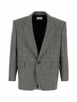 Saint Laurent - Grey Single Breasted Flannel Blazer