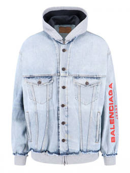 Balenciaga - Light Blue Hooded Denim Jacket