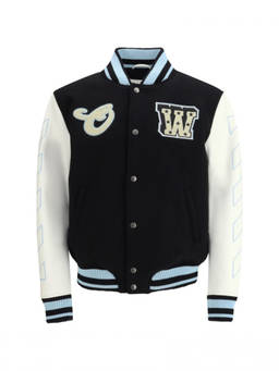 OFF-WHITE - Black Logo Varsity Jacket