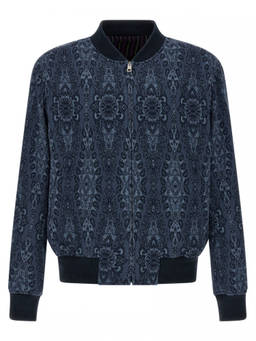 Etro - Blue Jacquard Bomber Jacket