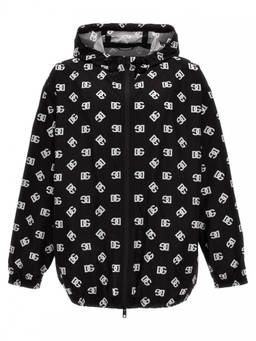 Dolce&Gabbana - Blackwhite Logo Print Hooded Jacket