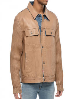 Diesel - Beige Panelled Denim Jacket
