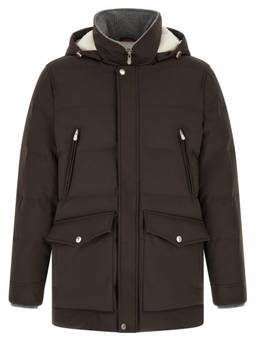 Brunello Cucinelli - Brown Quilted Hood Jackets