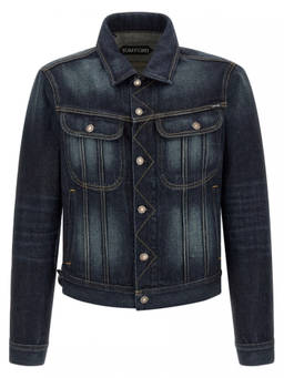 Tom Ford - Blue Solid Shirt Collar Jacket