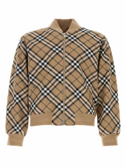 Burberry - Beige Printed Bomber Jacket