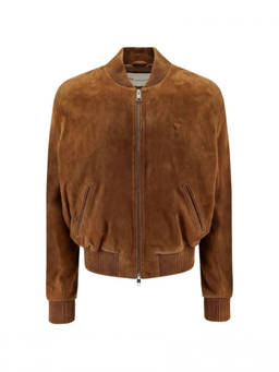 AMI Paris - Brown Logo Band Collar Jacket