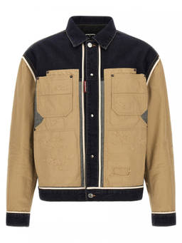 Dsquared2 - Beige Color Block Shirt Collar Jacket