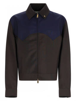 Versace - Dark Brown Color Block Jacket