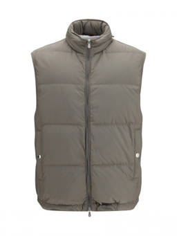 Brunello Cucinelli - Grey Quilted Sleeveless Jacket