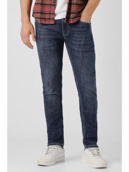 Peter England - Men Navy Mid Wash Jeans