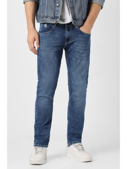 Peter England - Men Blue Mid Wash Jeans