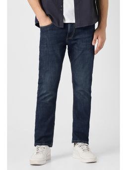 Peter England - Men Navy Mid Wash Jeans