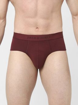 Jack & Jones - Men Solid Maroon Brief