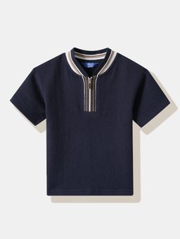 R&B - Navy Blue Textured T-Shirt