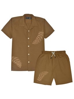 CAVIO - Brown Printed Shirt and Shorts