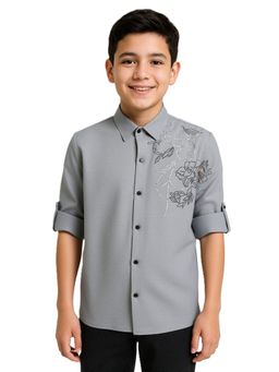 CHARCHIT - Grey Embellished Shirt