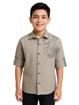 CHARCHIT - Khaki Embellished Shirt